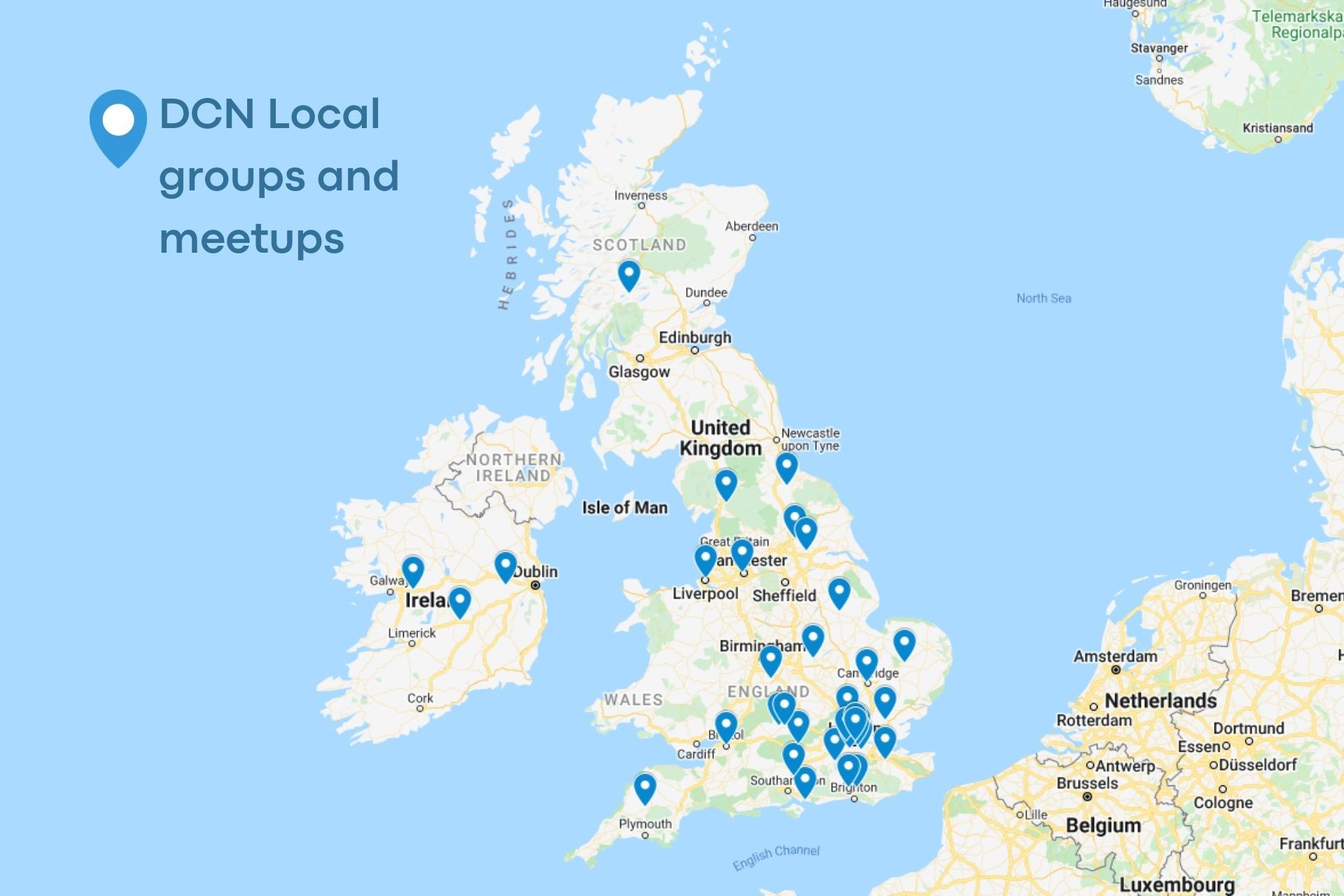 A map showing pin locations